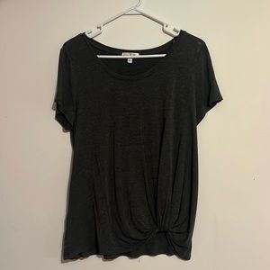 Charcoal grey shot sleeve knotted top